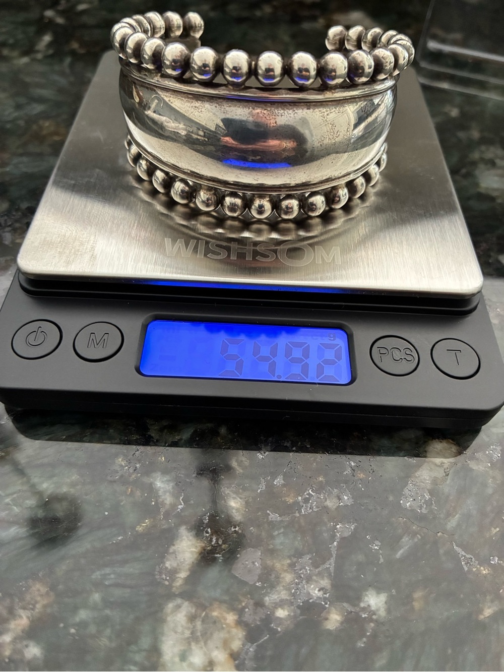 Sterling Silver Beaded Cuff Bracelet - Silver - Picture 4 of 6